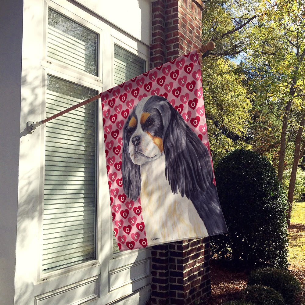 Cavalier Spaniel Hearts Love and Valentine's Day Portrait House Flag 28x40 Porch Sleeve Pole Decorative Outside Yard Banner Artwork Wall Hanging, Polyester