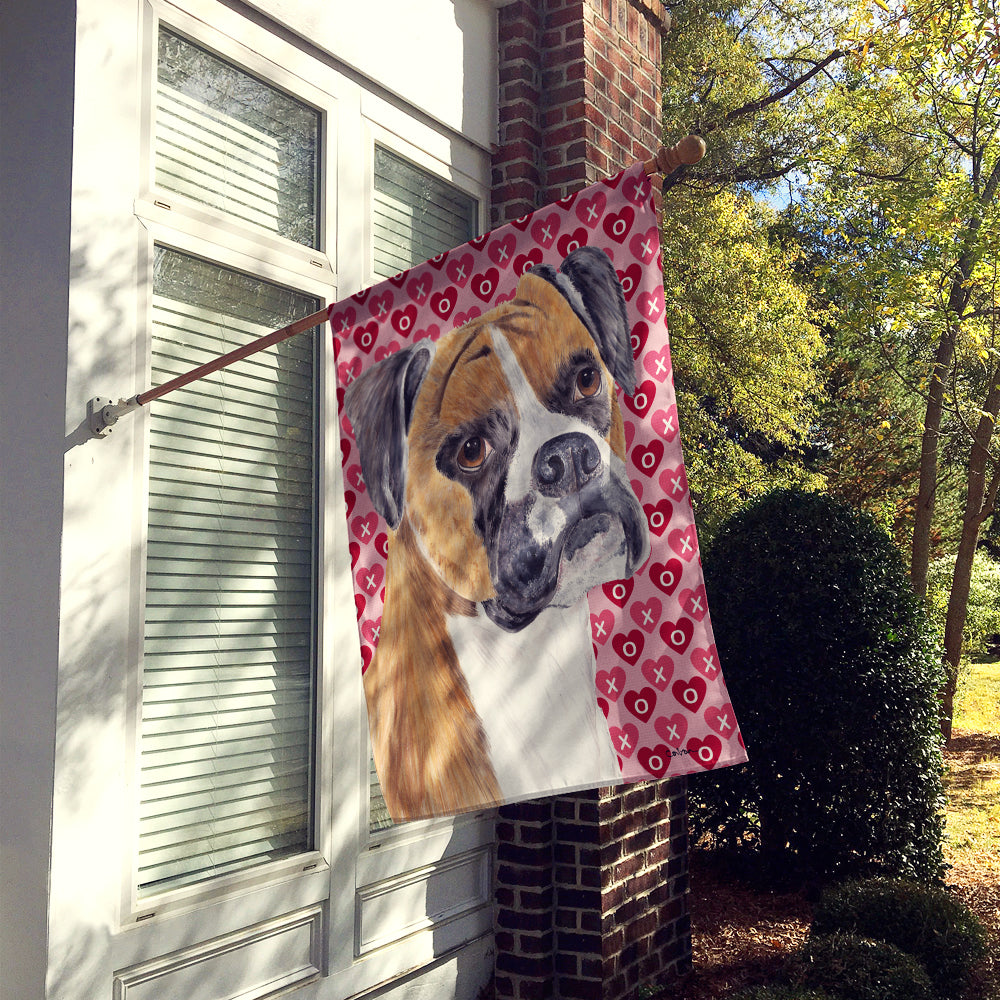 Boxer Hearts Love and Valentine's Day Portrait House Flag 28x40 Porch Sleeve Pole Decorative Outside Yard Banner Artwork Wall Hanging, Polyester