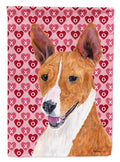 Basenji Hearts Love and Valentine's Day Portrait House Flag 28x40 Porch Sleeve Pole Decorative Outside Yard Banner Artwork Wall Hanging, Polyester
