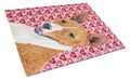 Basenji Hearts Love and Valentine's Day Portrait Cutting Board Tempered Glass Kitchen Cutting Surface, Heat Resistant Chopping, Non-Slip Feet, Food Prep & Serving