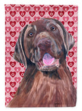 Labrador Chocolate Hearts Love Valentine's Day House Flag 28x40 Porch Sleeve Pole Decorative Outside Yard Banner Artwork Wall Hanging, Polyester