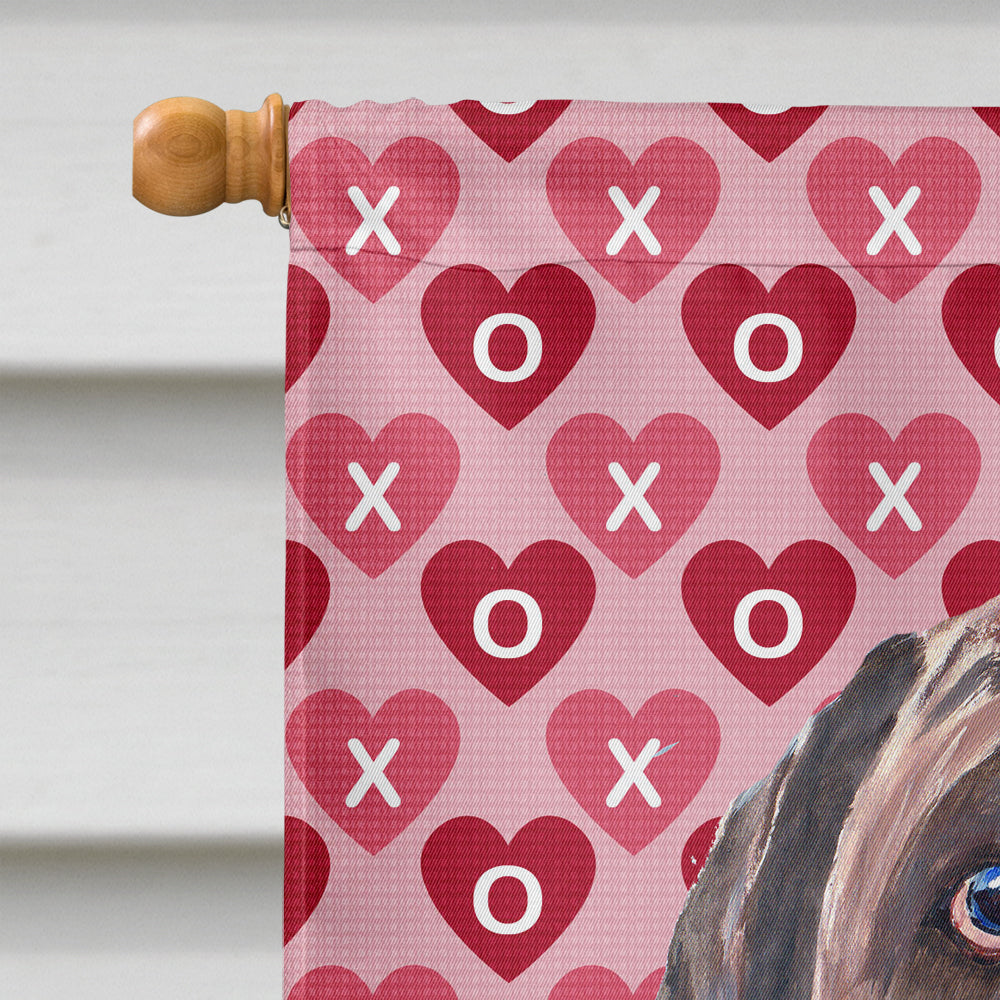 Labrador Chocolate Hearts Love Valentine's Day House Flag 28x40 Porch Sleeve Pole Decorative Outside Yard Banner Artwork Wall Hanging, Polyester