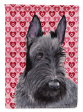 Scottish Terrier Hearts and Love House Flag 28x40 Porch Sleeve Pole Decorative Outside Yard Banner Artwork Wall Hanging, Polyester
