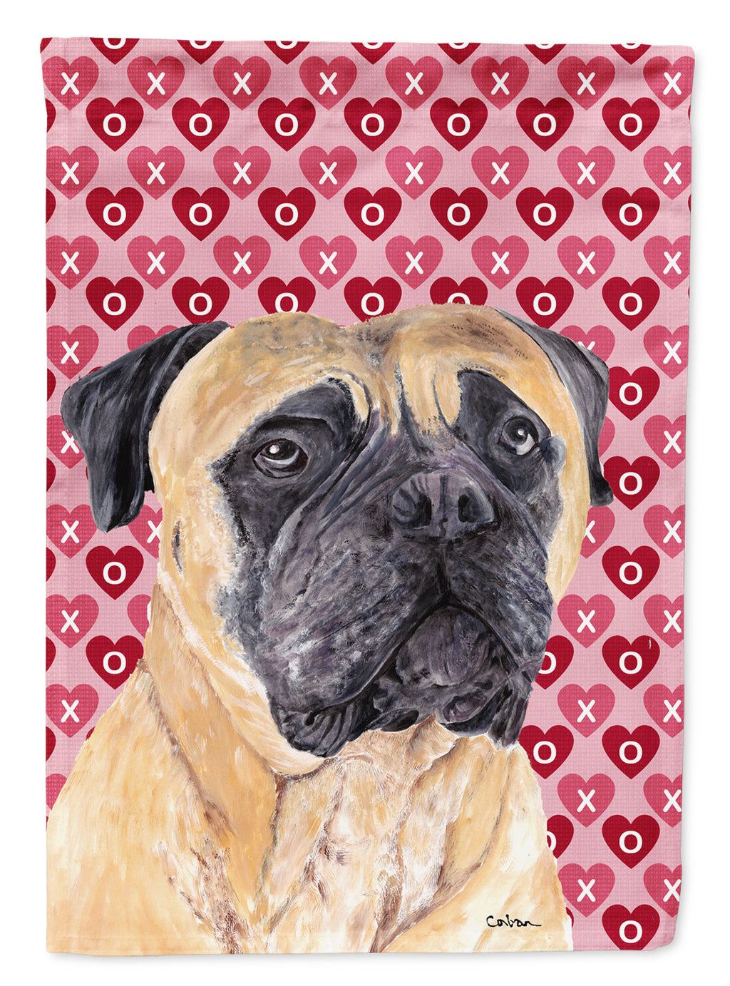 Mastiff Hearts Love and Valentine's Day Portrait House Flag 28x40 Porch Sleeve Pole Decorative Outside Yard Banner Artwork Wall Hanging, Polyester