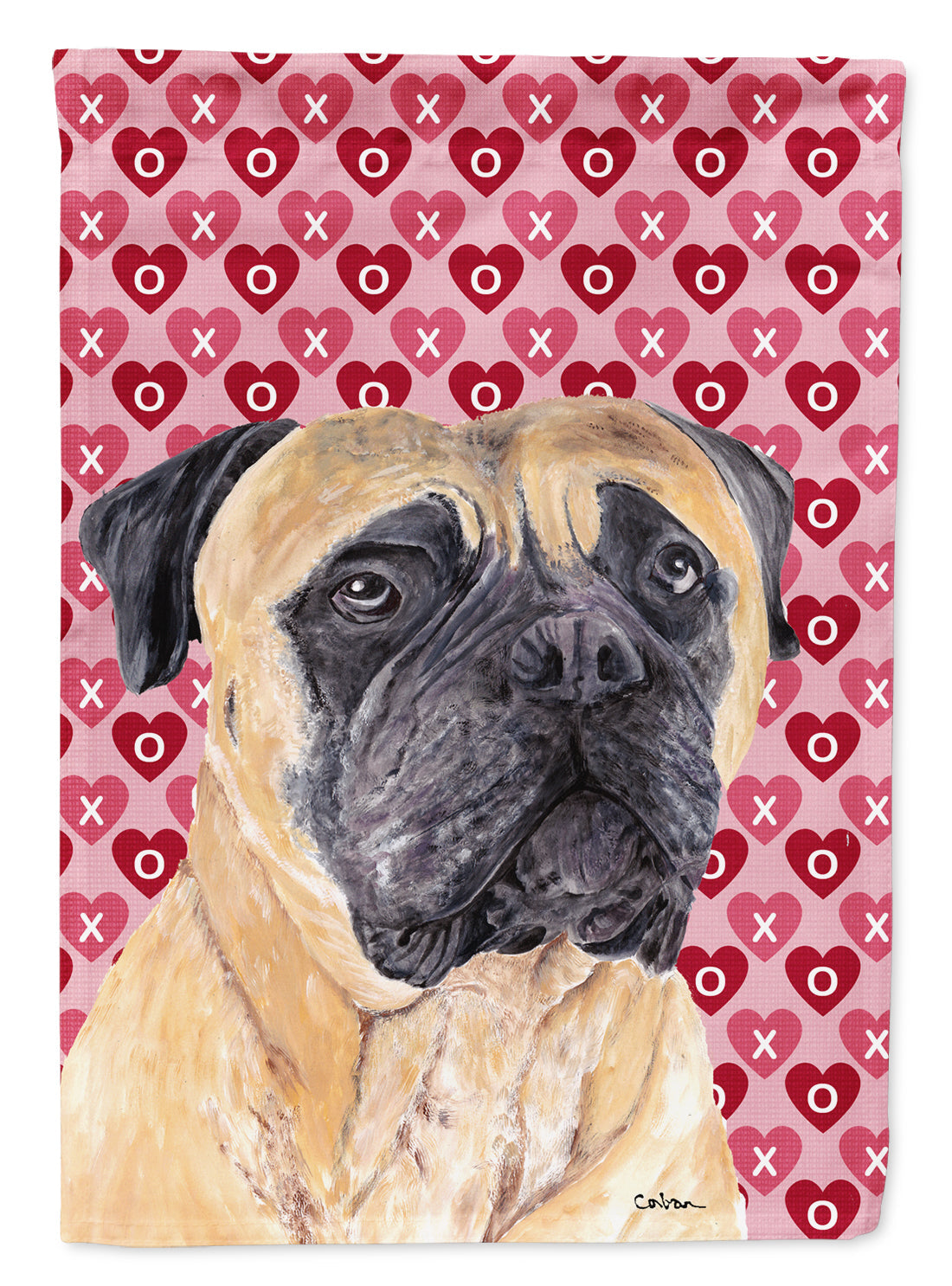 Mastiff Hearts Love and Valentine's Day Portrait House Flag 28x40 Porch Sleeve Pole Decorative Outside Yard Banner Artwork Wall Hanging, Polyester