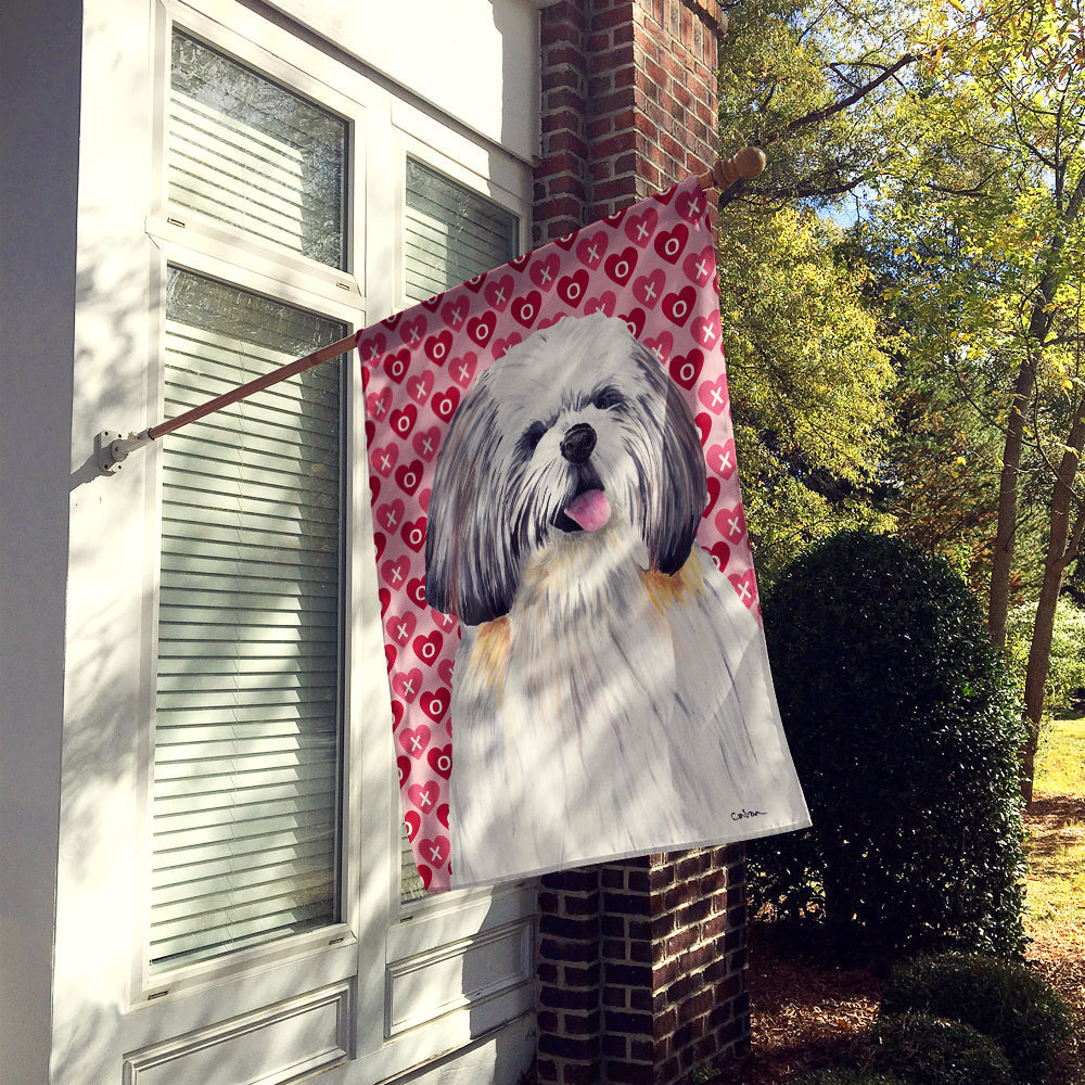 Shih Tzu Hearts Love and Valentine's Day Portrait House Flag 28x40 Porch Sleeve Pole Decorative Outside Yard Banner Artwork Wall Hanging, Polyester