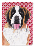 Saint Bernard Hearts Love and Valentine's Day Portrait House Flag 28x40 Porch Sleeve Pole Decorative Outside Yard Banner Artwork Wall Hanging, Polyester
