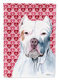 Pit Bull Hearts Love and Valentine's Day Portrait House Flag 28x40 Porch Sleeve Pole Decorative Outside Yard Banner Artwork Wall Hanging, Polyester