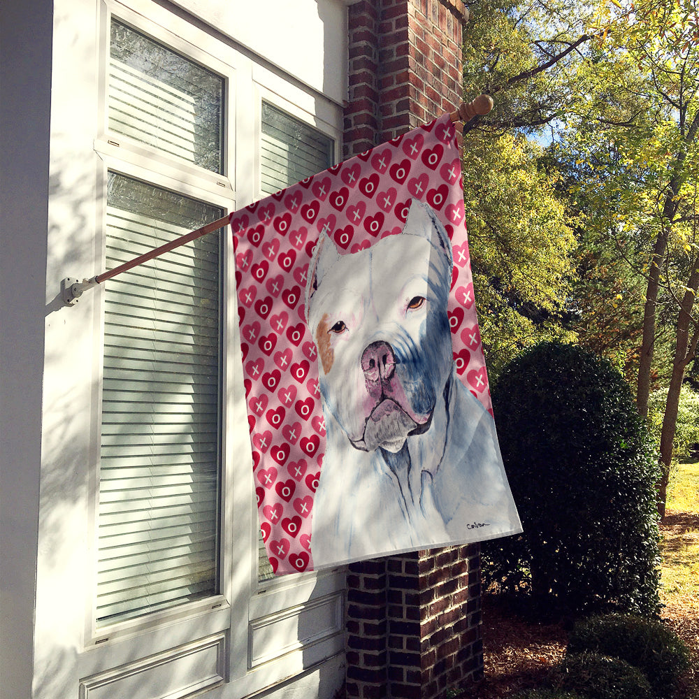 Pit Bull Hearts Love and Valentine's Day Portrait House Flag 28x40 Porch Sleeve Pole Decorative Outside Yard Banner Artwork Wall Hanging, Polyester