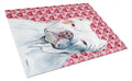 Pit Bull Hearts Love and Valentine's Day Portrait Cutting Board Tempered Glass Kitchen Cutting Surface, Heat Resistant Chopping, Non-Slip Feet, Food Prep & Serving