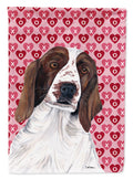 Welsh Springer Spaniel Hearts and Love House Flag 28x40 Porch Sleeve Pole Decorative Outside Yard Banner Artwork Wall Hanging, Polyester