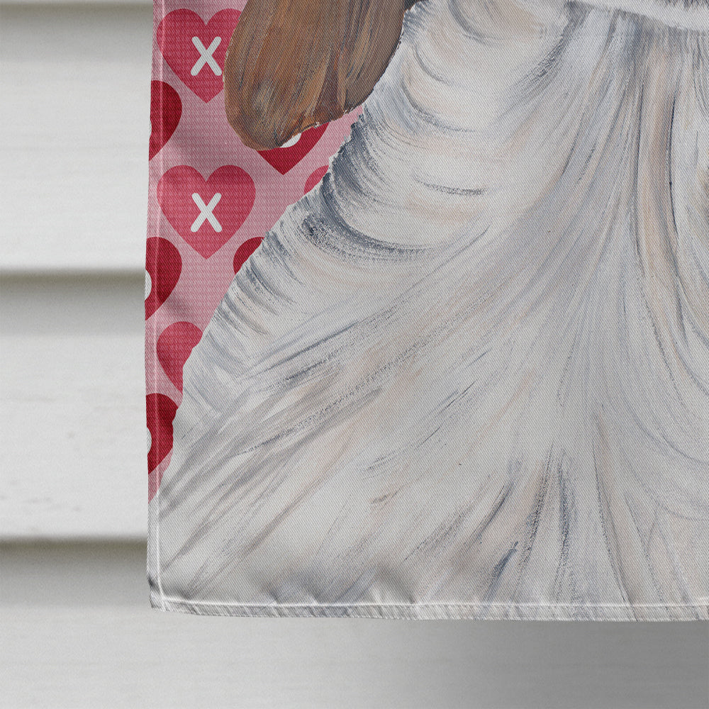 Welsh Springer Spaniel Hearts and Love House Flag 28x40 Porch Sleeve Pole Decorative Outside Yard Banner Artwork Wall Hanging, Polyester
