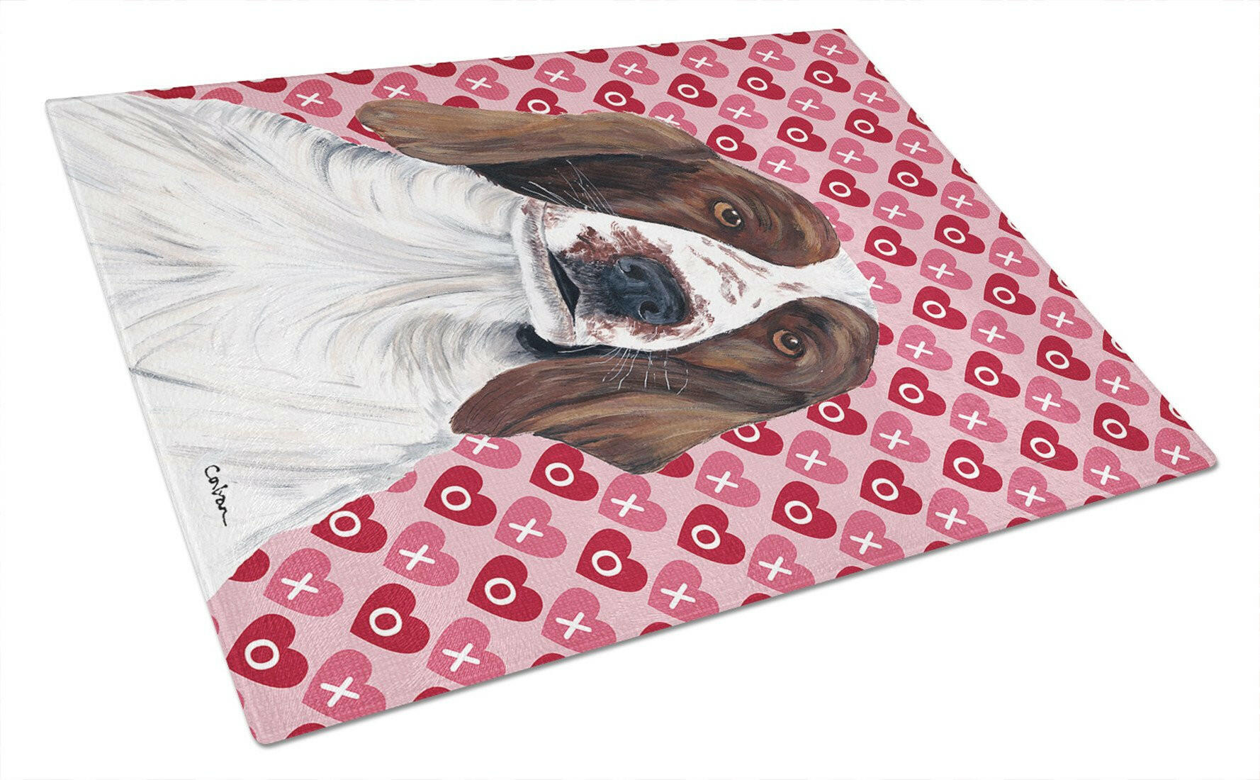 Welsh Springer Spaniel Hearts and Love Cutting Board Tempered Glass Kitchen Cutting Surface, Heat Resistant Chopping, Non-Slip Feet, Food Prep & Serving