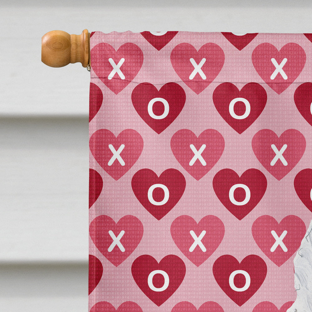 American Eskimo Hearts Love and Valentine's Day Portrait House Flag 28x40 Porch Sleeve Pole Decorative Outside Yard Banner Artwork Wall Hanging, Polyester
