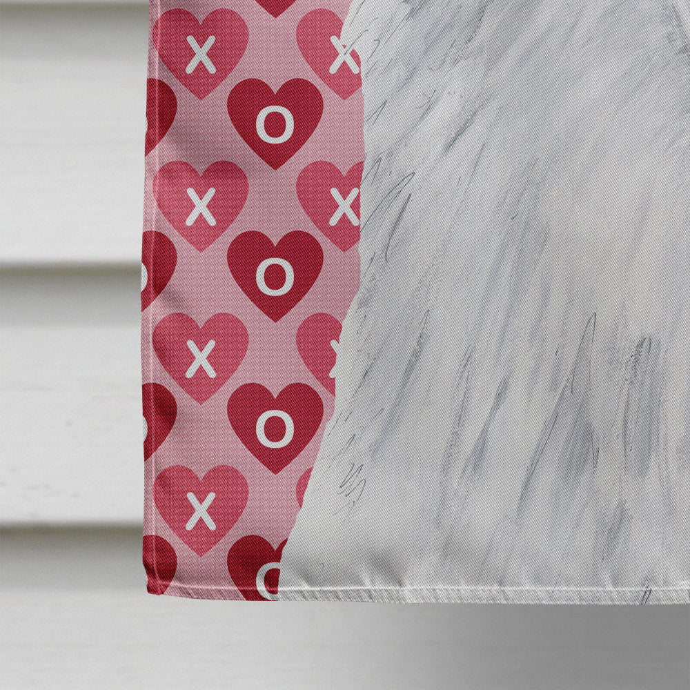 American Eskimo Hearts Love and Valentine's Day Portrait House Flag 28x40 Porch Sleeve Pole Decorative Outside Yard Banner Artwork Wall Hanging, Polyester