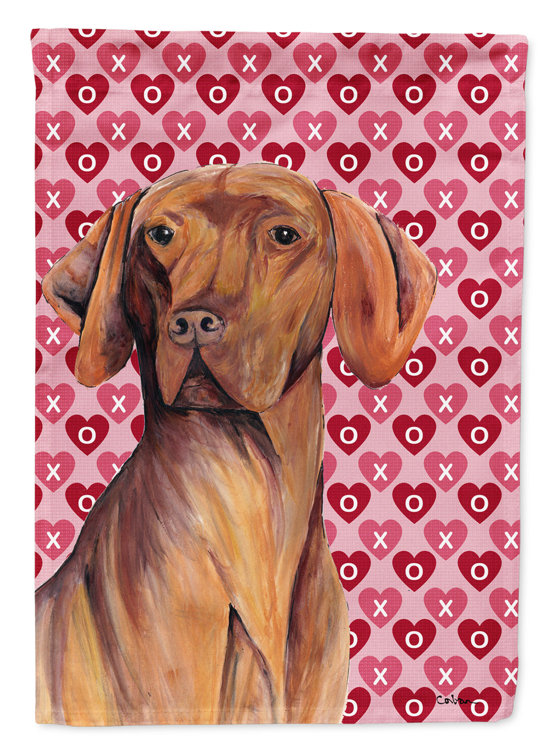 Vizsla Hearts Love and Valentine's Day Portrait House Flag 28x40 Porch Sleeve Pole Decorative Outside Yard Banner Artwork Wall Hanging, Polyester