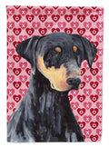Doberman Hearts Love and Valentine's Day Portrait House Flag 28x40 Porch Sleeve Pole Decorative Outside Yard Banner Artwork Wall Hanging, Polyester