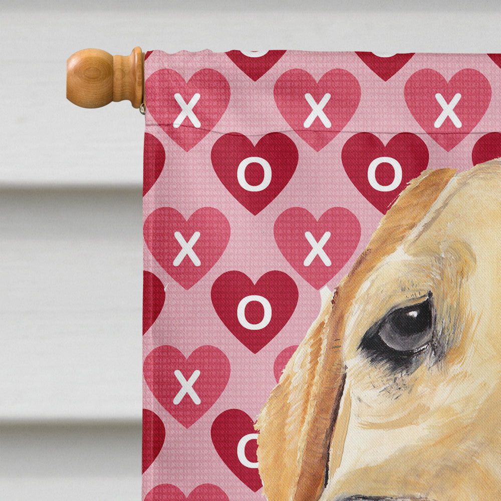 Labrador Yellow Hearts Love Valentine's Day House Flag 28x40 Porch Sleeve Pole Decorative Outside Yard Banner Artwork Wall Hanging, Polyester
