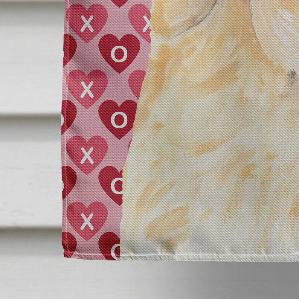 Labrador Yellow Hearts Love Valentine's Day House Flag 28x40 Porch Sleeve Pole Decorative Outside Yard Banner Artwork Wall Hanging, Polyester