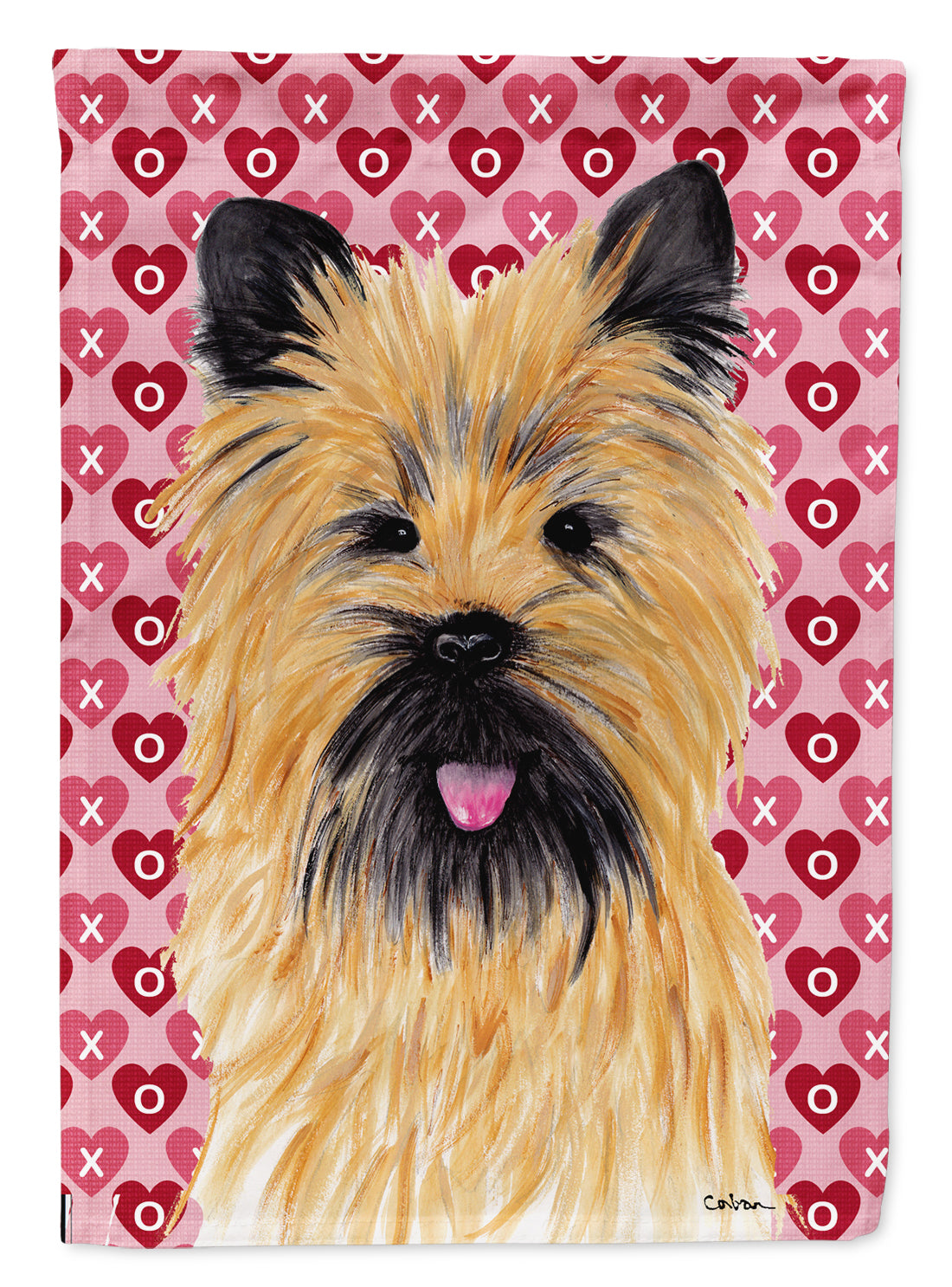 Cairn Terrier Hearts Love and Valentine's Day Portrait House Flag 28x40 Porch Sleeve Pole Decorative Outside Yard Banner Artwork Wall Hanging, Polyester