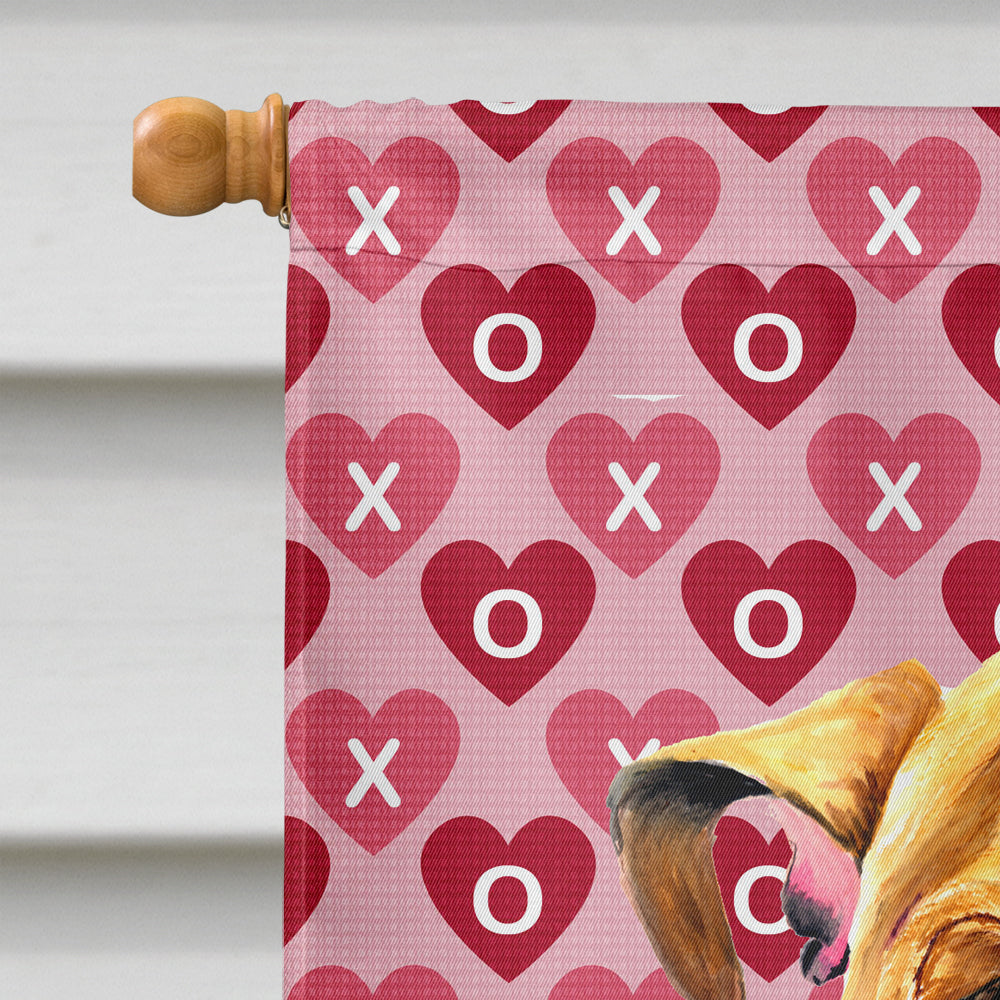 Bulldog English Hearts Love Valentine's Day Portrait House Flag 28x40 Porch Sleeve Pole Decorative Outside Yard Banner Artwork Wall Hanging, Polyester