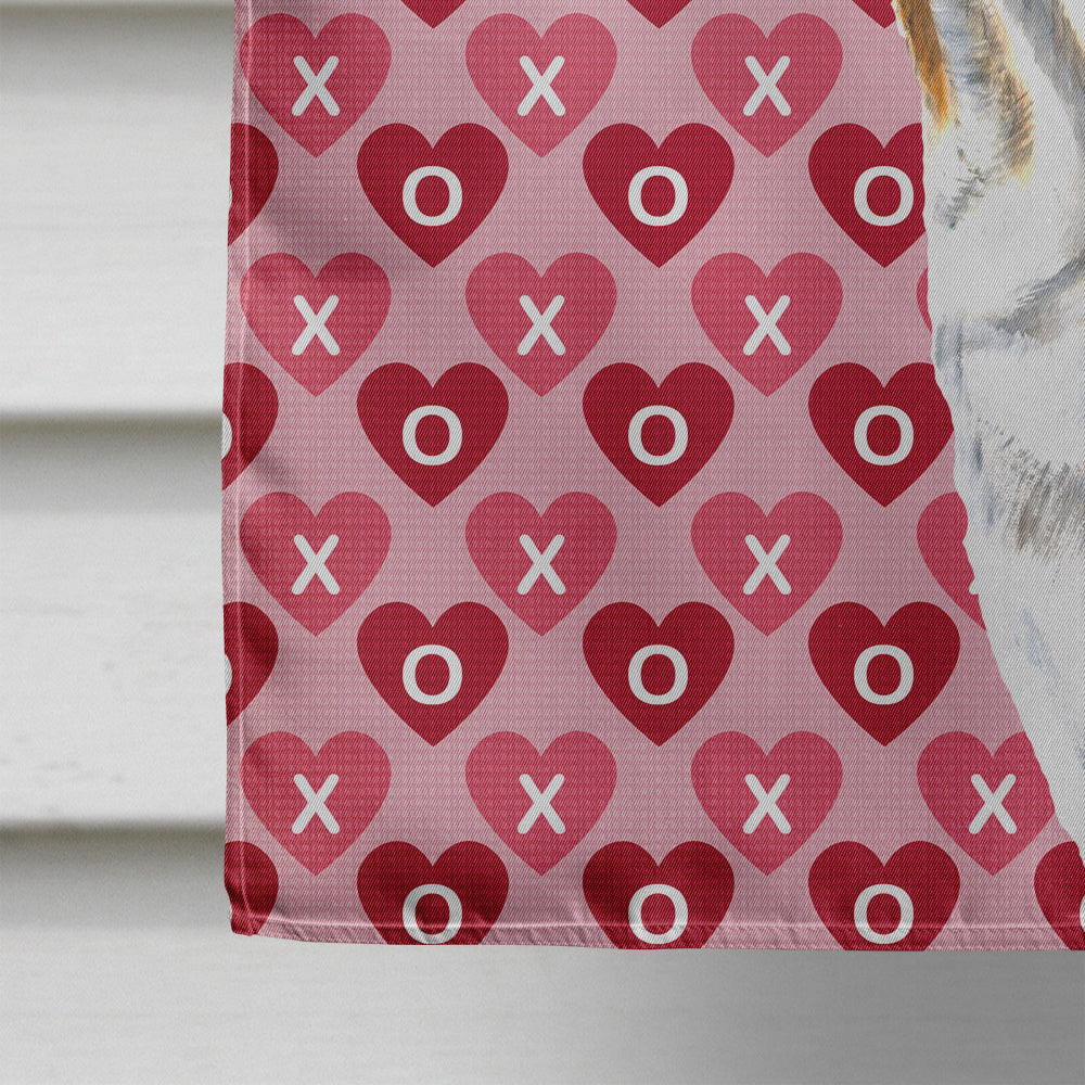 Bulldog English Hearts Love Valentine's Day Portrait House Flag 28x40 Porch Sleeve Pole Decorative Outside Yard Banner Artwork Wall Hanging, Polyester