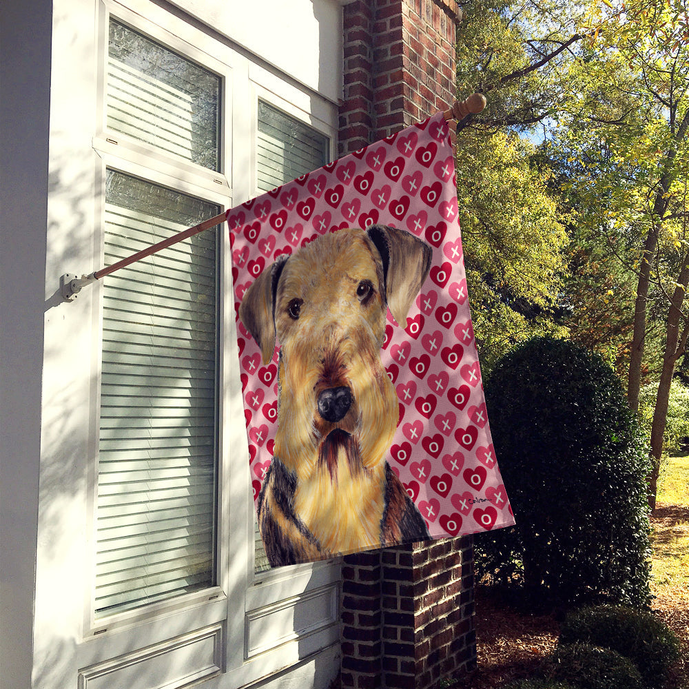 Airedale Hearts Love and Valentine's Day Portrait House Flag 28x40 Porch Sleeve Pole Decorative Outside Yard Banner Artwork Wall Hanging, Polyester