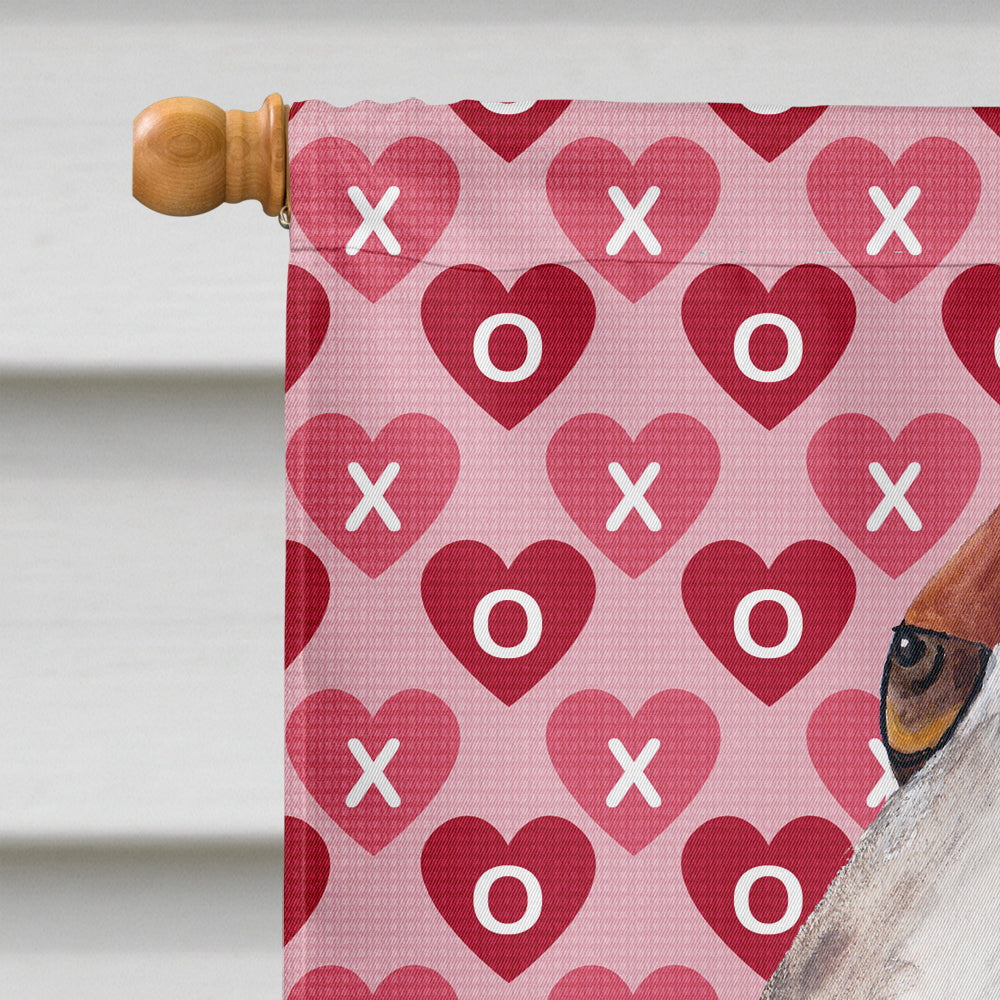 Basset Hound Hearts Love and Valentine's Day Portrait House Flag 28x40 Porch Sleeve Pole Decorative Outside Yard Banner Artwork Wall Hanging, Polyester