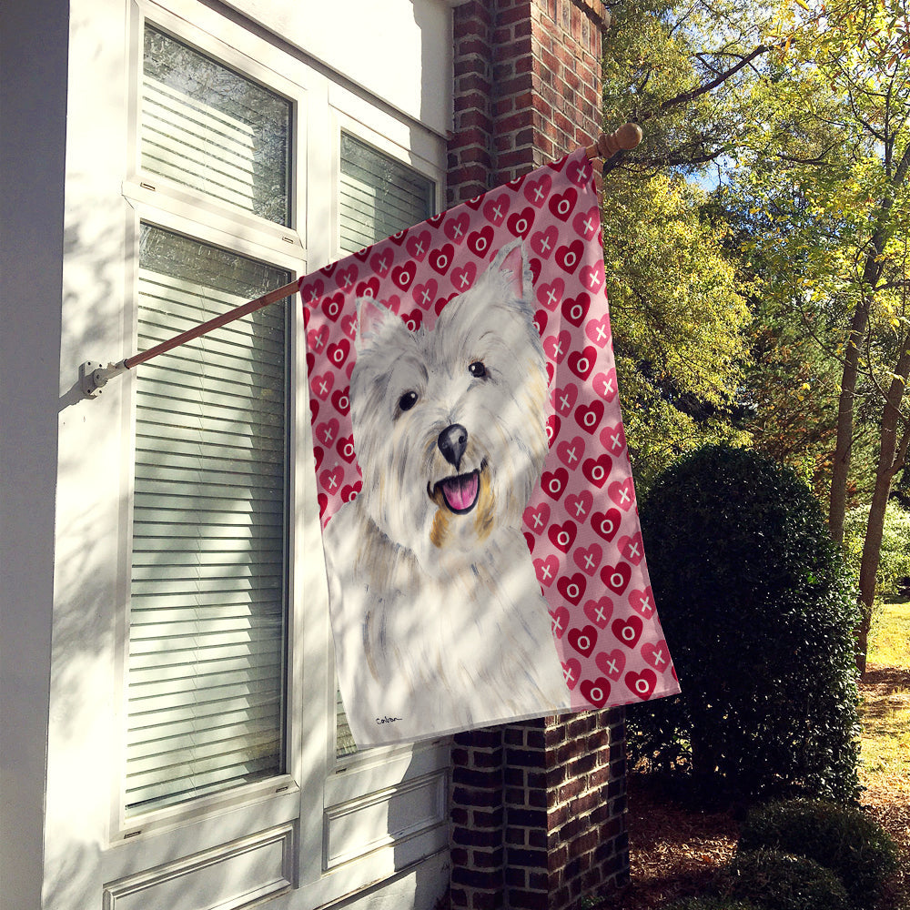 Westie Hearts Love and Valentine's Day Portrait House Flag 28x40 Porch Sleeve Pole Decorative Outside Yard Banner Artwork Wall Hanging, Polyester