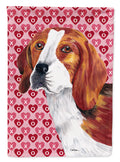 Beagle Hearts Love and Valentine's Day Portrait House Flag 28x40 Porch Sleeve Pole Decorative Outside Yard Banner Artwork Wall Hanging, Polyester