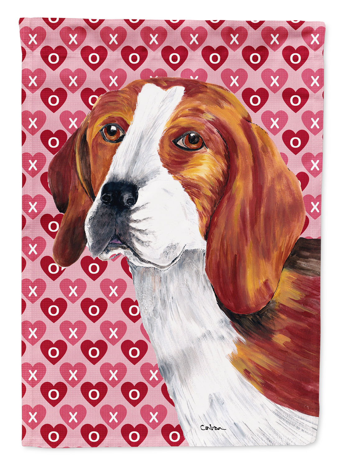 Beagle Hearts Love and Valentine's Day Portrait House Flag 28x40 Porch Sleeve Pole Decorative Outside Yard Banner Artwork Wall Hanging, Polyester