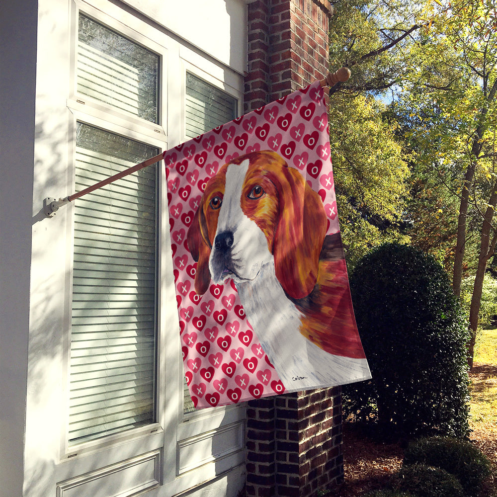 Beagle Hearts Love and Valentine's Day Portrait House Flag 28x40 Porch Sleeve Pole Decorative Outside Yard Banner Artwork Wall Hanging, Polyester