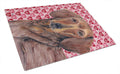 Dachshund Hearts Love and Valentine's Day Portrait Cutting Board Tempered Glass Kitchen Cutting Surface, Heat Resistant Chopping, Non-Slip Feet, Food Prep & Serving
