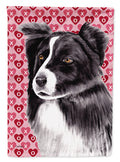 Border Collie Hearts Love and Valentine's Day Portrait House Flag 28x40 Porch Sleeve Pole Decorative Outside Yard Banner Artwork Wall Hanging, Polyester