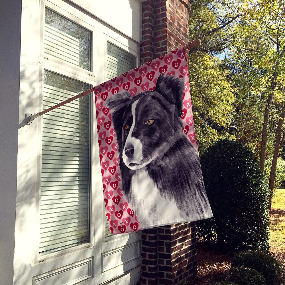 Border Collie Hearts Love and Valentine's Day Portrait House Flag 28x40 Porch Sleeve Pole Decorative Outside Yard Banner Artwork Wall Hanging, Polyester