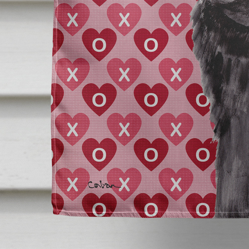 Pug Black Hearts Love and Valentine's Day Portrait House Flag 28x40 Porch Sleeve Pole Decorative Outside Yard Banner Artwork Wall Hanging, Polyester
