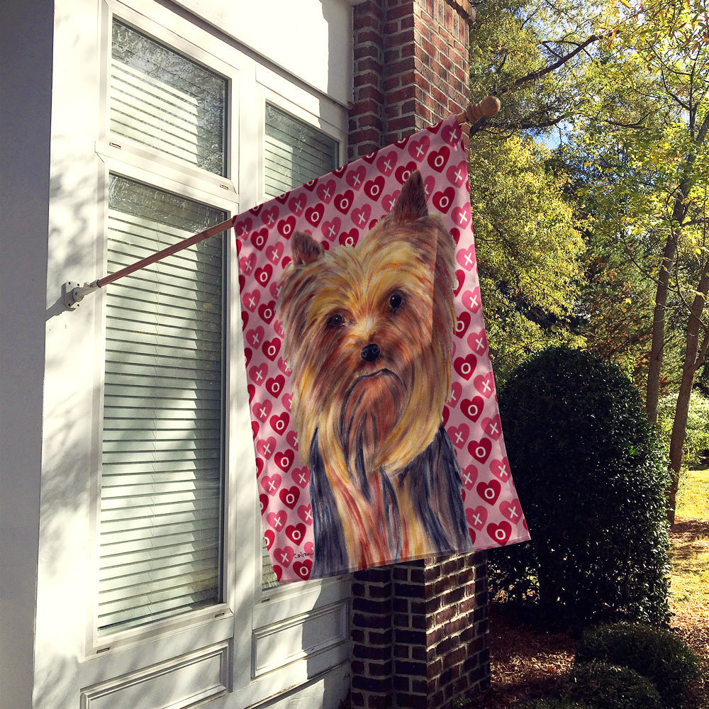 Yorkie Hearts Love and Valentine's Day Portrait House Flag 28x40 Porch Sleeve Pole Decorative Outside Yard Banner Artwork Wall Hanging, Polyester