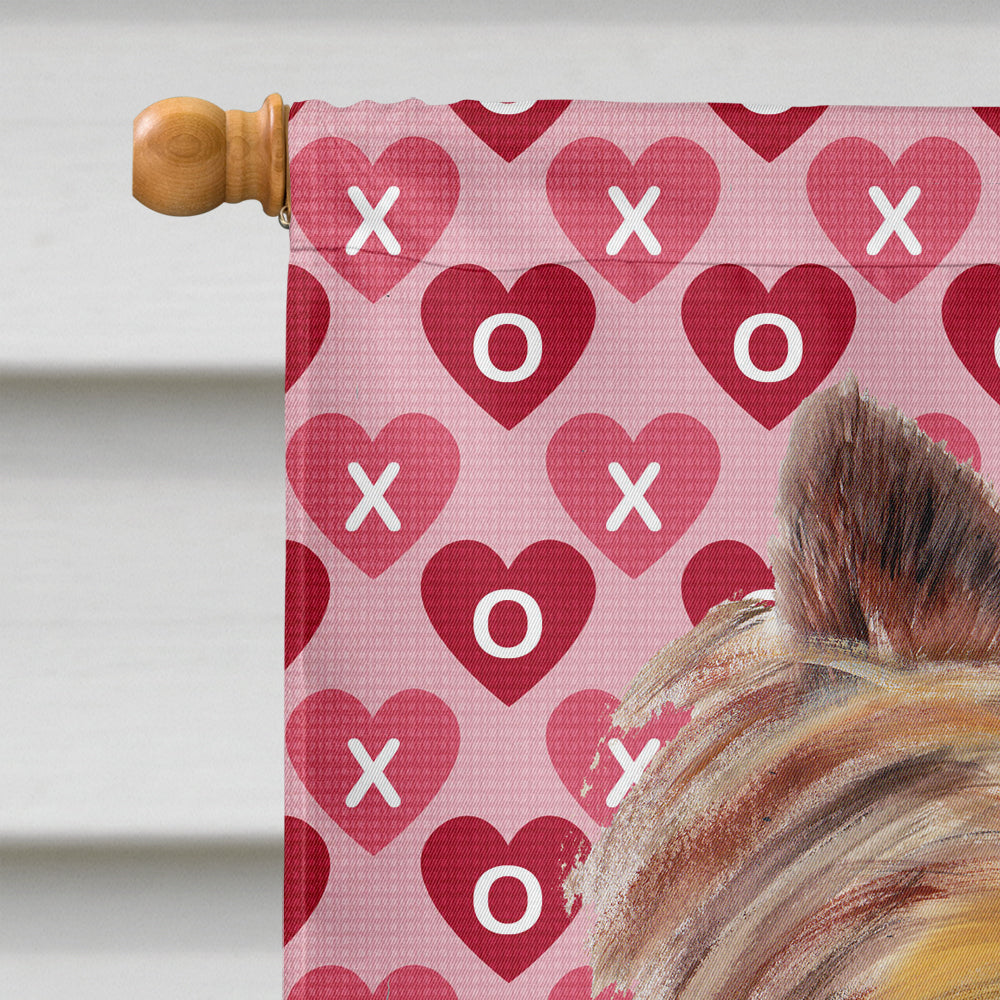 Yorkie Hearts Love and Valentine's Day Portrait House Flag 28x40 Porch Sleeve Pole Decorative Outside Yard Banner Artwork Wall Hanging, Polyester