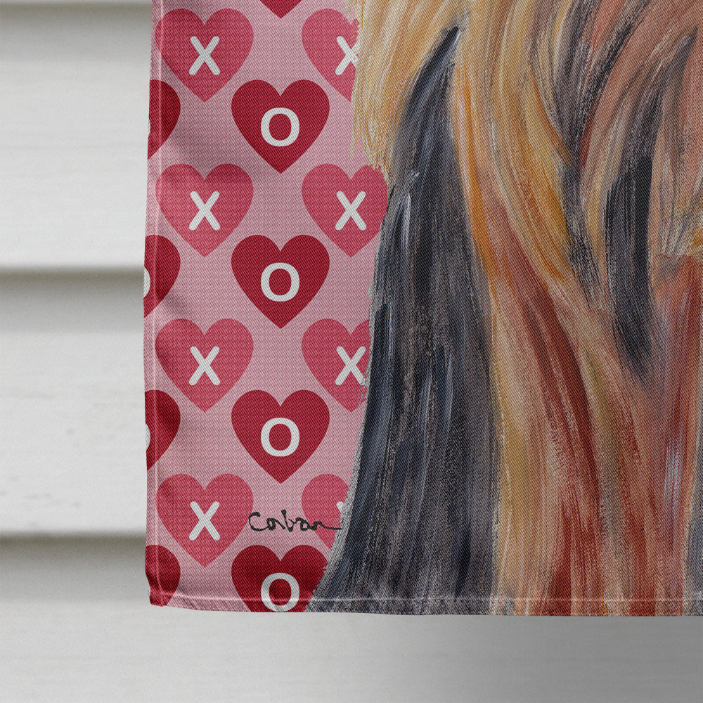 Yorkie Hearts Love and Valentine's Day Portrait House Flag 28x40 Porch Sleeve Pole Decorative Outside Yard Banner Artwork Wall Hanging, Polyester
