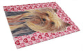 Yorkie Hearts Love and Valentine's Day Portrait Cutting Board Tempered Glass Kitchen Cutting Surface, Heat Resistant Chopping, Non-Slip Feet, Food Prep & Serving