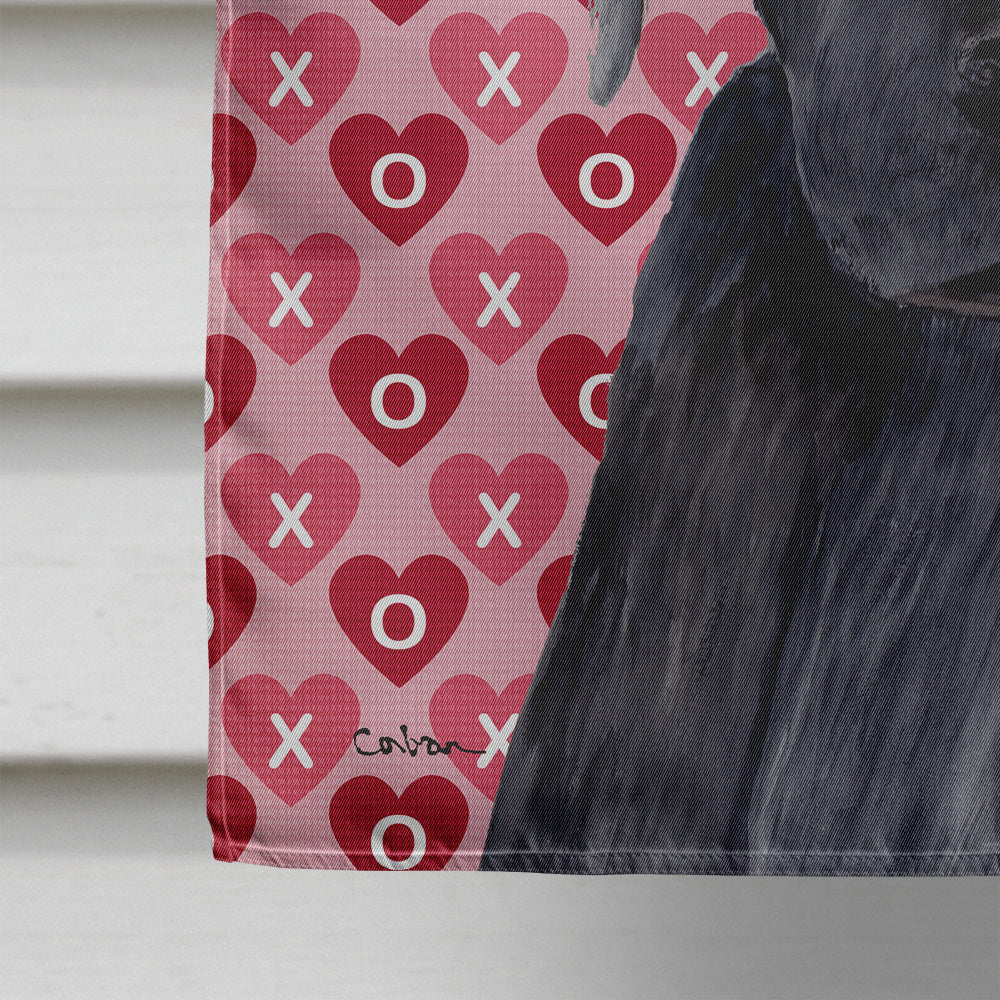 Labrador Black Hearts Love Valentine's Day House Flag 28x40 Porch Sleeve Pole Decorative Outside Yard Banner Artwork Wall Hanging, Polyester