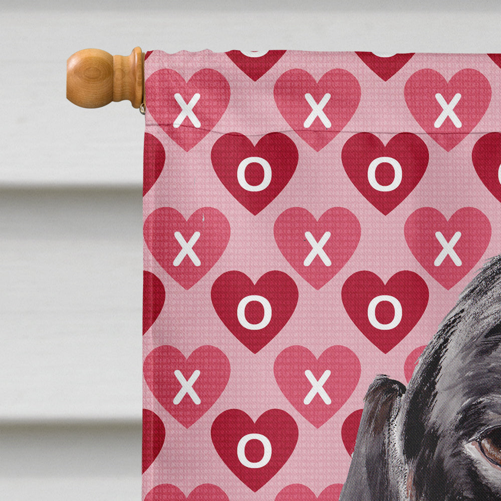 Dachshund Black Tan Hearts Love Valentine's Day House Flag 28x40 Porch Sleeve Pole Decorative Outside Yard Banner Artwork Wall Hanging, Polyester