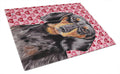 Dachshund Black Tan Hearts Love Valentine's Day Cutting Board Tempered Glass Kitchen Cutting Surface, Heat Resistant Chopping, Non-Slip Feet, Food Prep & Serving