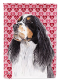 Springer Spaniel Hearts Love Valentine's Day House Flag 28x40 Porch Sleeve Pole Decorative Outside Yard Banner Artwork Wall Hanging, Polyester
