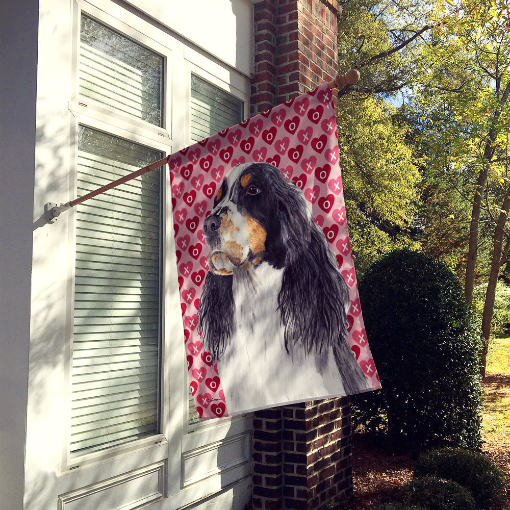 Springer Spaniel Hearts Love Valentine's Day House Flag 28x40 Porch Sleeve Pole Decorative Outside Yard Banner Artwork Wall Hanging, Polyester