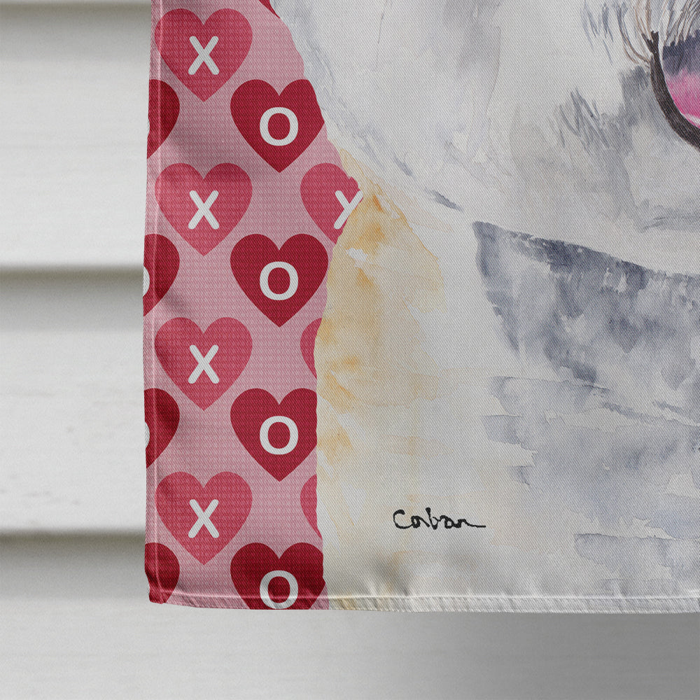 Bichon Frise Hearts Love and Valentine's Day Portrait House Flag 28x40 Porch Sleeve Pole Decorative Outside Yard Banner Artwork Wall Hanging, Polyester