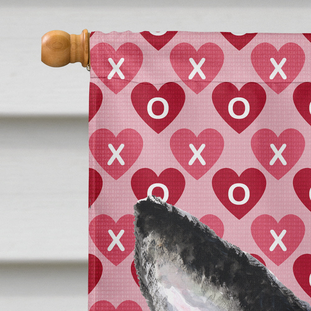 Boston Terrier Hearts Love Valentine's Day House Flag 28x40 Porch Sleeve Pole Decorative Outside Yard Banner Artwork Wall Hanging, Polyester