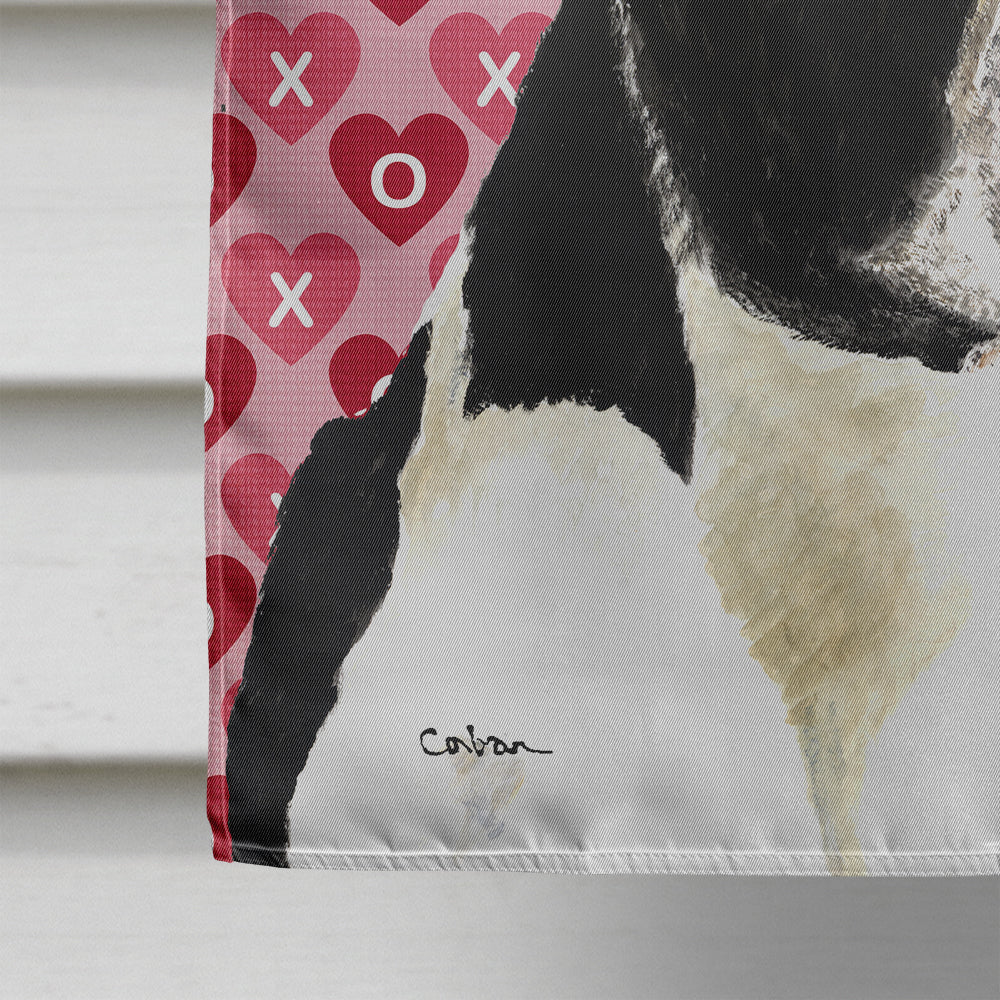 Boston Terrier Hearts Love Valentine's Day House Flag 28x40 Porch Sleeve Pole Decorative Outside Yard Banner Artwork Wall Hanging, Polyester