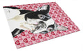Boston Terrier Hearts Love Valentine's Day Cutting Board Tempered Glass Kitchen Cutting Surface, Heat Resistant Chopping, Non-Slip Feet, Food Prep & Serving