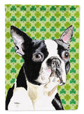 Boston Terrier St. Patrick's Day Shamrock Portrait House Flag 28x40 Porch Sleeve Pole Decorative Outside Yard Banner Artwork Wall Hanging, Polyester